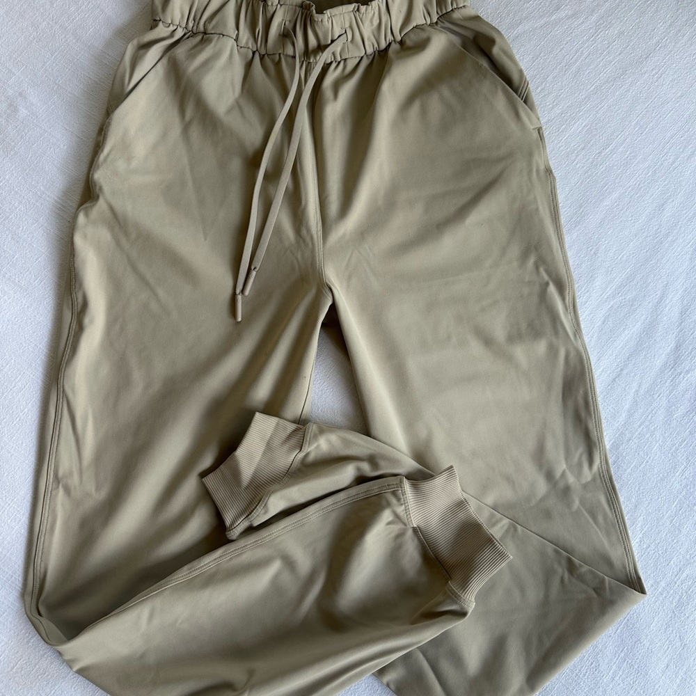 Women’s Tan Joggers with Elastic Waistband and Relaxed Fit